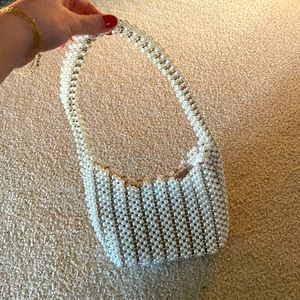 ZARA PEARL SHOULDER BAG WHITE | 6259/110